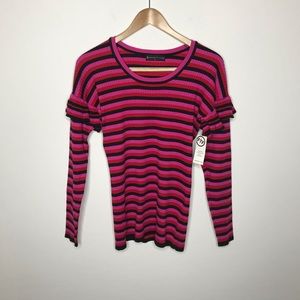 Oversized Fit Striped Ribbed Sweater Size 0
